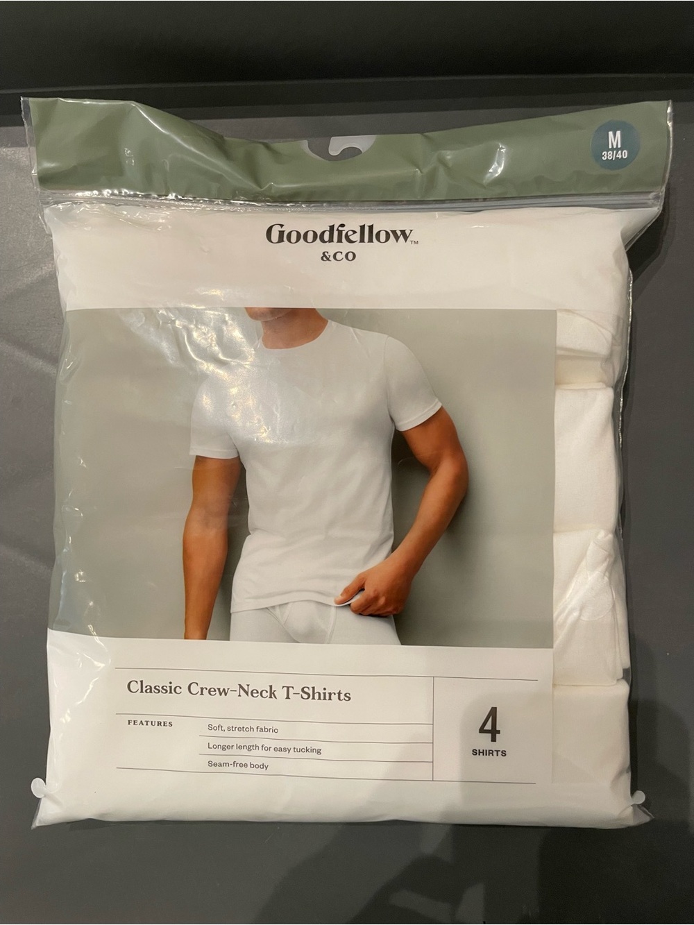 Goodfellow & Co Men’s Short Sleeve Crew-Neck T-Shirts 4 Pack White Medium 38/40